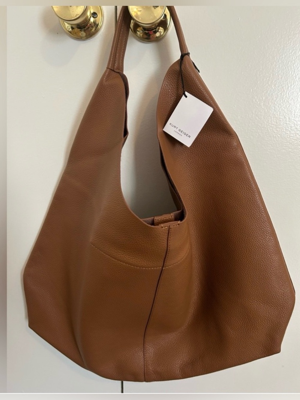 Kurt Geiger London Violet Brown Leather Slouch Hobo Bag; NWT - Picture 6 of 8